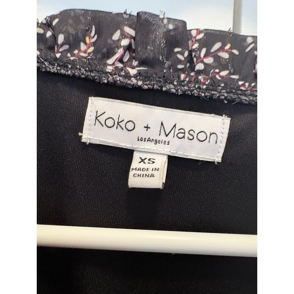 Whimsigoth Koko + Mason Midi Dress Womens XS Black Floral Ruffle Cottagecore - Picture 3 of 4
